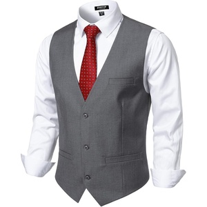 Men’s Deep-V 3-Button Formal Wedding Dress Vest(Grey)