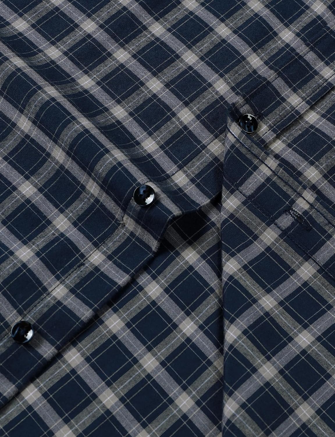 image:imageJEMITOP Mens Transitional Weather Plaid ShirtNavy Beige Gingham