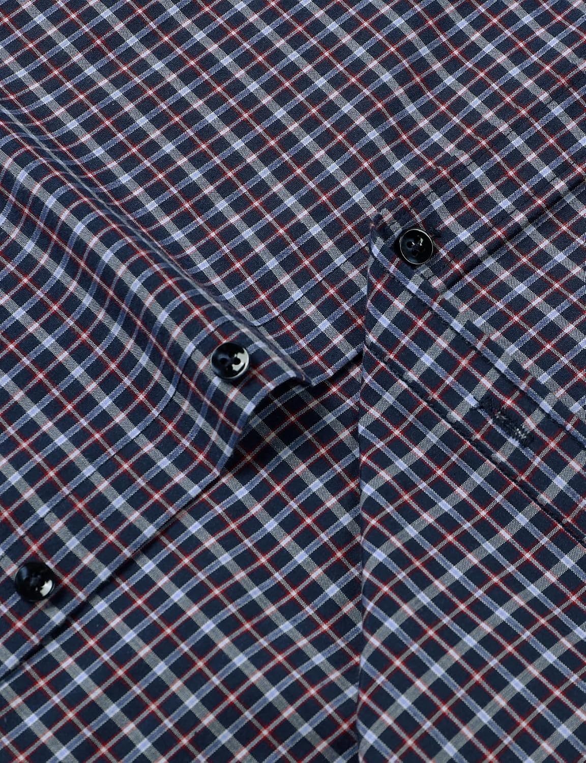 image:imageJEMITOP Mens Transitional Weather Plaid ShirtNavy Red