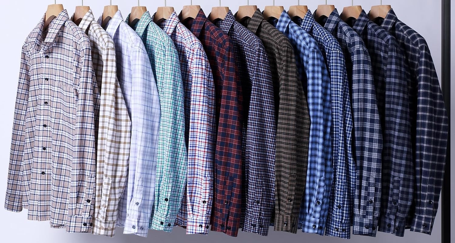 image:imageJEMITOP Mens Transitional Weather Plaid ShirtRed Blue Gingham