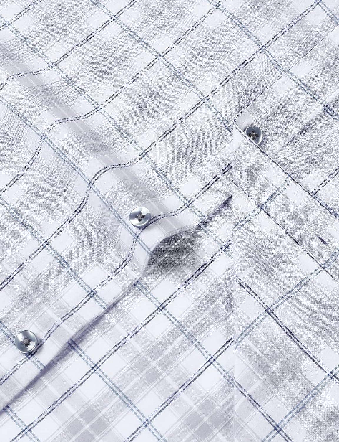 image:imageJEMITOP Mens Transitional Weather Plaid ShirtWhite Grey Gingham
