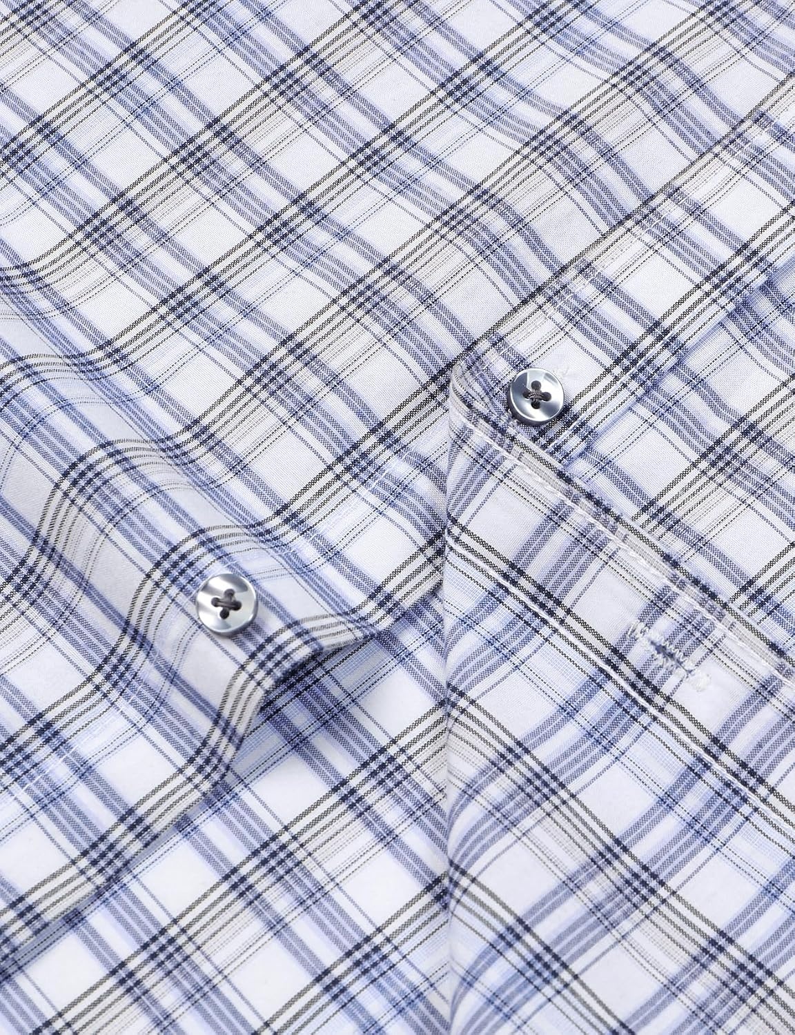 image:imageJEMITOP Mens Transitional Weather Plaid ShirtWhite Navy
