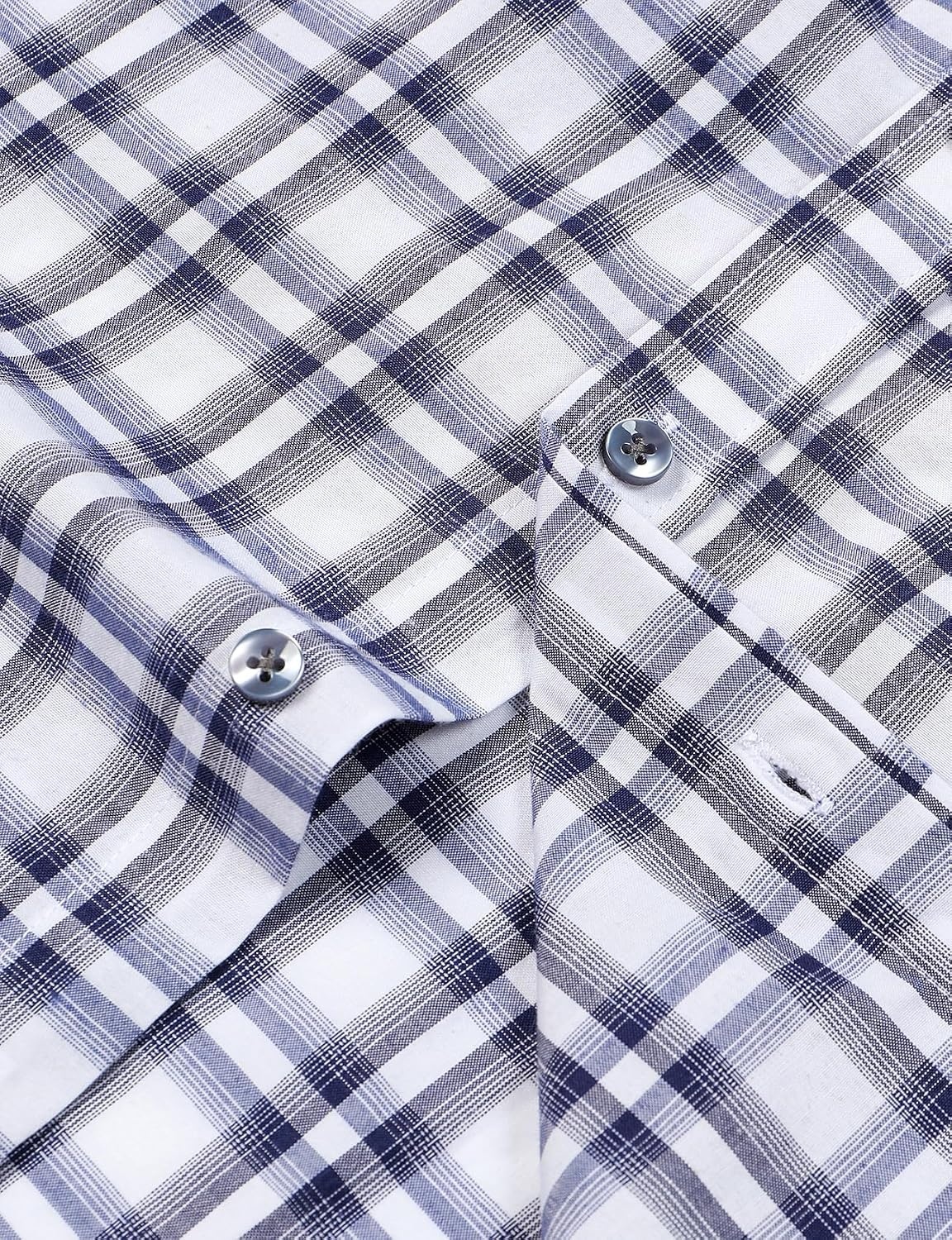 image:imageJEMITOP Mens Transitional Weather Plaid ShirtWhite Navy Gingham