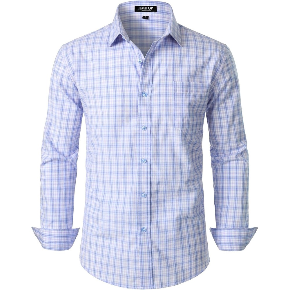 image:imageJEMITOP Mens Transitional Weather Plaid ShirtBlue Purple Gingham