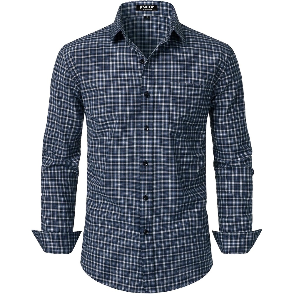 image:imageJEMITOP Mens Transitional Weather Plaid ShirtBlue White Gingham
