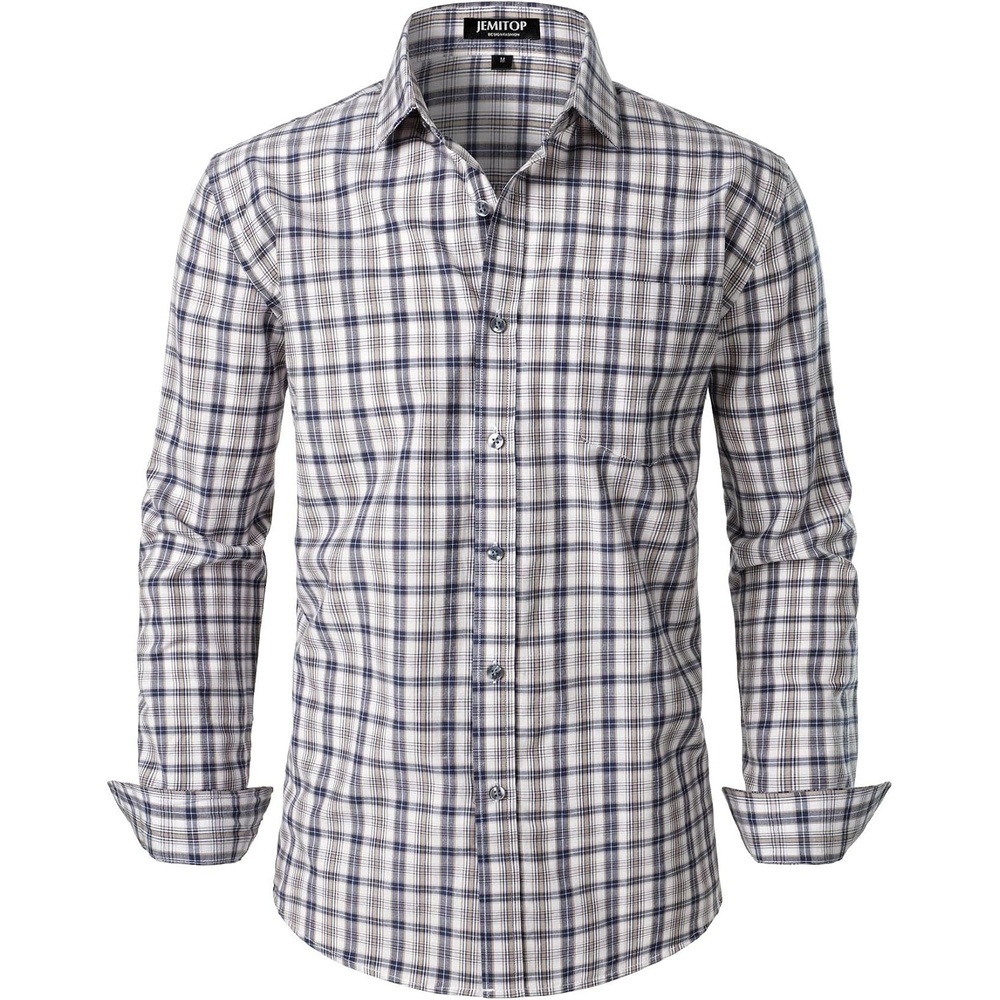 image:imageJEMITOP Mens Transitional Weather Plaid ShirtKhaki Gingham