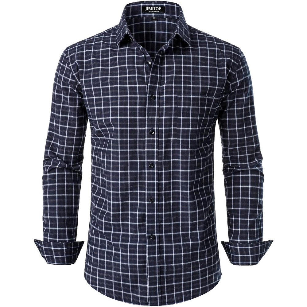 image:imageJEMITOP Mens Transitional Weather Plaid ShirtNavy Gingham