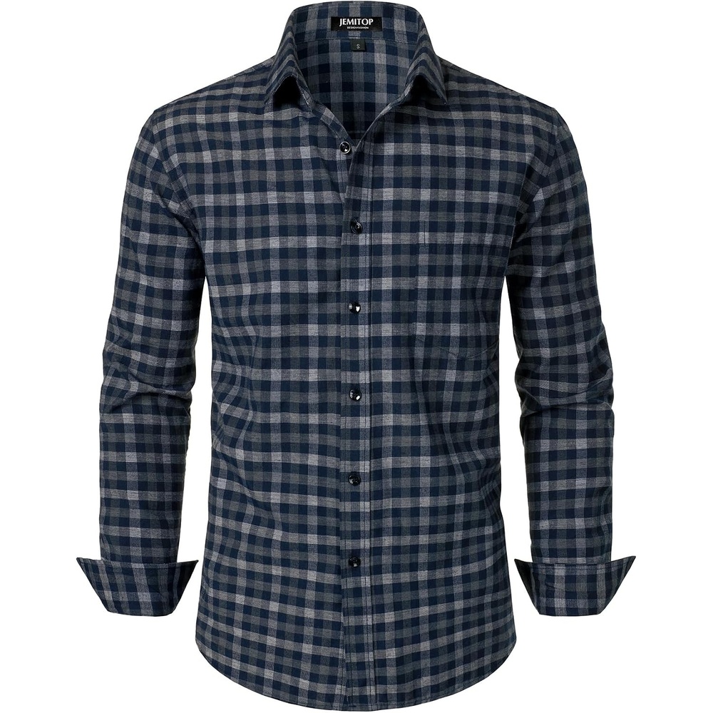 image:imageJEMITOP Mens Transitional Weather Plaid ShirtNavy White Gingham