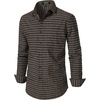 JEMITOP Men’s Transitional Weather Plaid Shirt(Brown Gingham)