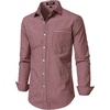 JEMITOP Men’s Transitional Weather Plaid Shirt(Burgundy Gingham)