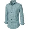 JEMITOP Men’s Transitional Weather Plaid Shirt(Green Gingham)