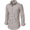JEMITOP Men’s Transitional Weather Plaid Shirt(Khaki White Gingham)