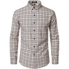 JEMITOP Men’s Transitional Weather Plaid Shirt(Khaki White Gingham)