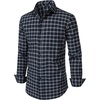 JEMITOP Men’s Transitional Weather Plaid Shirt(Navy Beige Gingham)