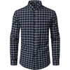 JEMITOP Men’s Transitional Weather Plaid Shirt(Navy Beige Gingham)
