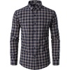 JEMITOP Men’s Transitional Weather Plaid Shirt(Navy Tan Gingham)