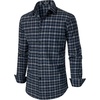 JEMITOP Men’s Transitional Weather Plaid Shirt(Navy White Gingham)