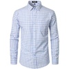 JEMITOP Men’s Transitional Weather Plaid Shirt(White Blue Gingham)