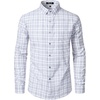 JEMITOP Men’s Transitional Weather Plaid Shirt(White Grey Gingham)