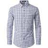 JEMITOP Men’s Transitional Weather Plaid Shirt(White Navy)