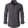 JEMITOP Men’s Transitional Weather Plaid Shirt(Navy Tan Gingham)