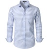 JEMITOP Men’s Transitional Weather Plaid Shirt(White Blue Gingham)