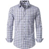 JEMITOP Men’s Transitional Weather Plaid Shirt(White Navy)