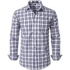 JEMITOP Men’s Transitional Weather Plaid Shirt(White Navy Gingham)