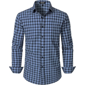 JEMITOP Men’s Transitional Weather Plaid Shirt(Blue Black Gingham)