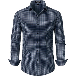 JEMITOP Men’s Transitional Weather Plaid Shirt(Blue White Gingham)