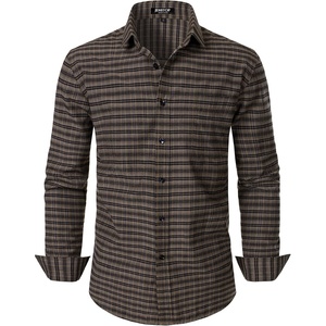 JEMITOP Men’s Transitional Weather Plaid Shirt(Brown Gingham)