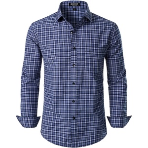 JEMITOP Men’s Transitional Weather Plaid Shirt(Dark Blue Gingham)