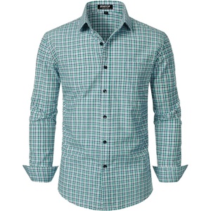 JEMITOP Men’s Transitional Weather Plaid Shirt(Green Gingham)