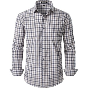 JEMITOP Men’s Transitional Weather Plaid Shirt(Khaki Gingham)