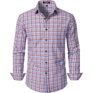 JEMITOP Men’s Transitional Weather Plaid Shirt(Red Blue Gingham)
