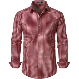 JEMITOP Men’s Transitional Weather Plaid Shirt(Red Gingham)