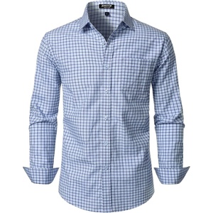 JEMITOP Men’s Transitional Weather Plaid Shirt(Sky Blue Gingham)