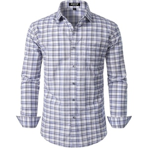 JEMITOP Men’s Transitional Weather Plaid Shirt(White Navy)